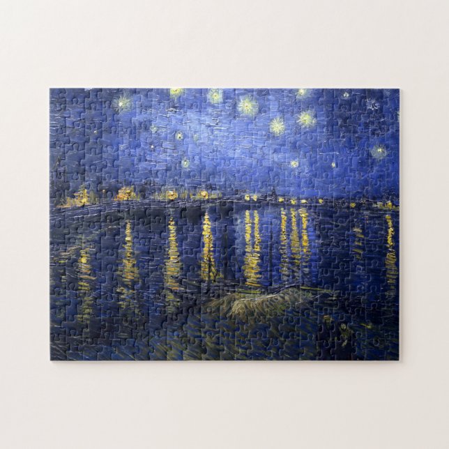 Van Gogh: Starry natt över Rhonen Pussel (Horisontell)