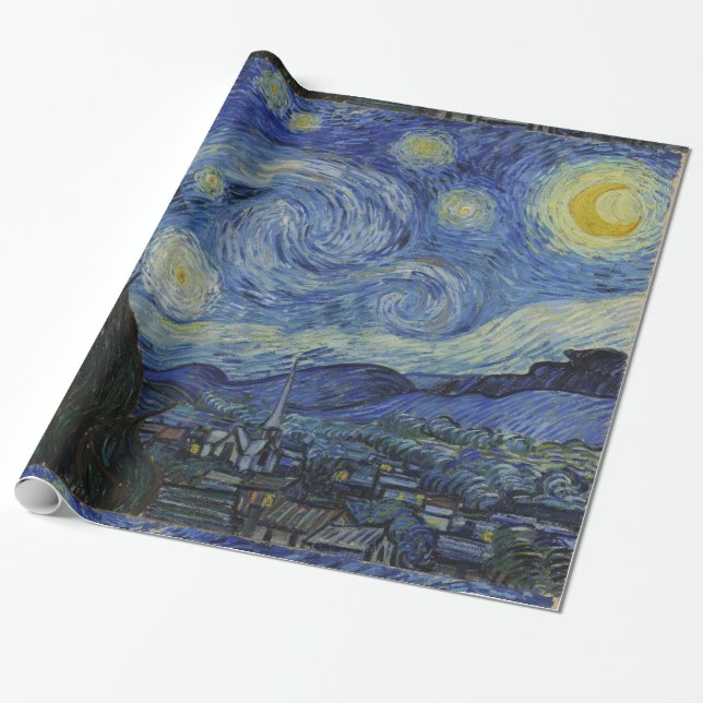 Van Gogh Starry Natt Presentpapper (Utrullad)