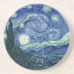 Van Gogh - Starry Natt Underlägg Sandsten<br><div class="desc">Van Goghs berömd målar,  "Starry Natt." Under sin vistelse på Saint Remy-asyl på 1880-talet skildrade van Gogh den rullande backe och cypress träd han såg från sitt fönster.  Digitalt utökat med PixDezines.Copyright © 2008-2016 PixDezines.com™ och PixDezines™ på zazzle.com. Alla höger reserverade.</div>