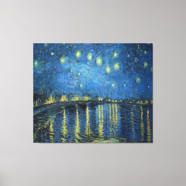 Van Gogh Starry Natten över Rhone Canvastryck (Framsida)