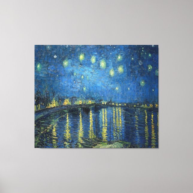Van Gogh Starry Natten över Rhone Canvastryck (Framsida)