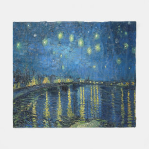 Van Gogh Starry Natten över Rhone Fleecefilt