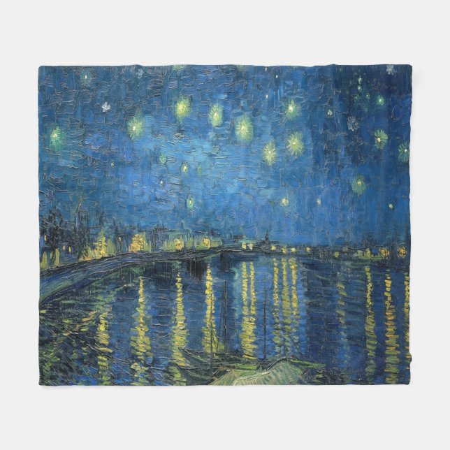 Van Gogh Starry Natten över Rhone Fleecefilt (Framsidan (Horisontell))