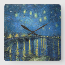 Van Gogh Starry Natten över Rhone Fyrkantig Klocka