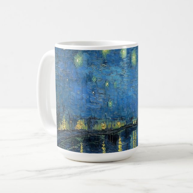 Van Gogh Starry Natten över Rhone Kaffemugg (Framsida vänster)
