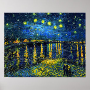 Van Gogh - Starry Natten över Rhone-Poster Poster