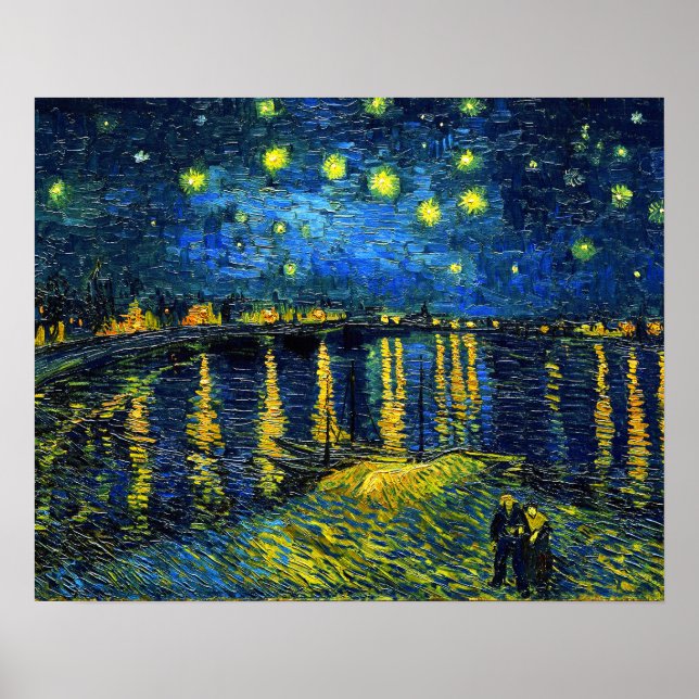 Van Gogh - Starry Natten över Rhone-Poster Poster (Framsidan)