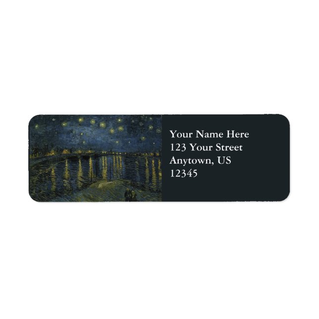 Van Gogh Starry Natten över Rhone Returadress Etikett (Framsidan)