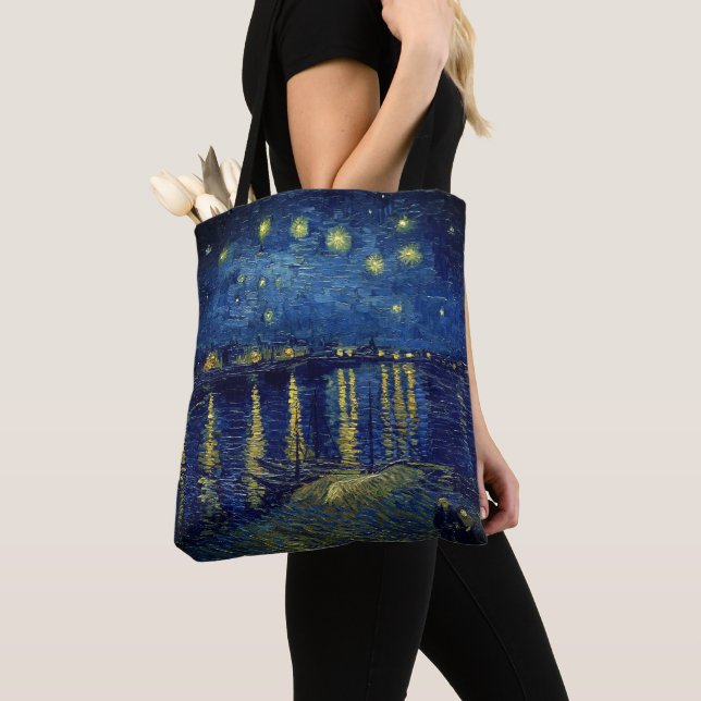 Van Gogh - Starry Natten över Rhone-shopping Tygkasse (Närbild)