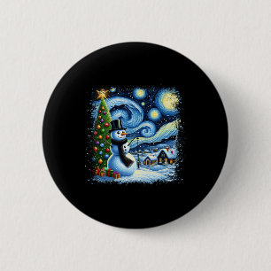 Van Gogh Starry Nattjul Snögubbe Snowy Nigh Knapp