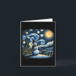 Van Gogh Starry Nattjul Snögubbe Winter Sno Kort<br><div class="desc">Van Gogh Starry Nattjul Snögubbe Winter Snowy Natt</div>