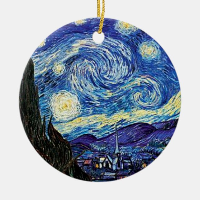 Van Gogh - Starry Nattjulprydnad Julgransprydnad Keramik (Framsidan)