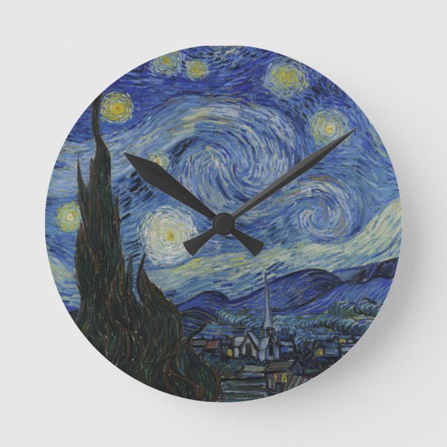 Van Gogh Starry NattWall Clock Rund Klocka (Framsida)