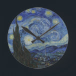 Van Gogh Starry NattWall Clock Rund Klocka<br><div class="desc">Vincent van Goghs bra konst mästerverk på en klocka för din mur.</div>