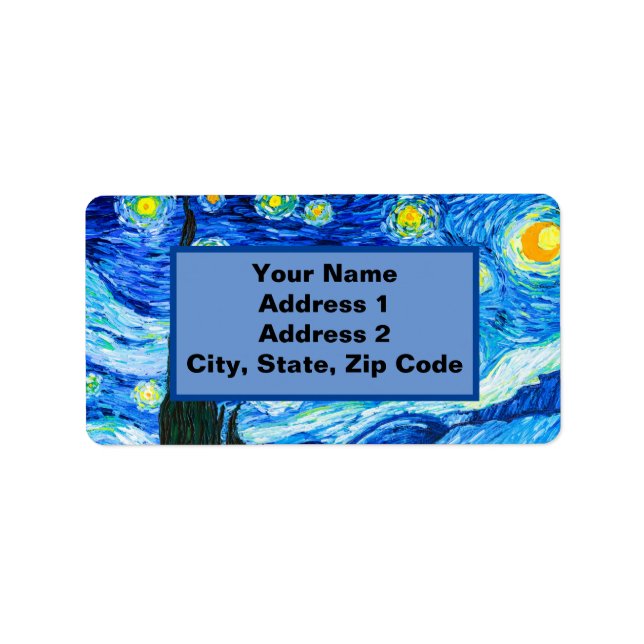 Van Gogh Starry Night Adressetikett (Framsidan)