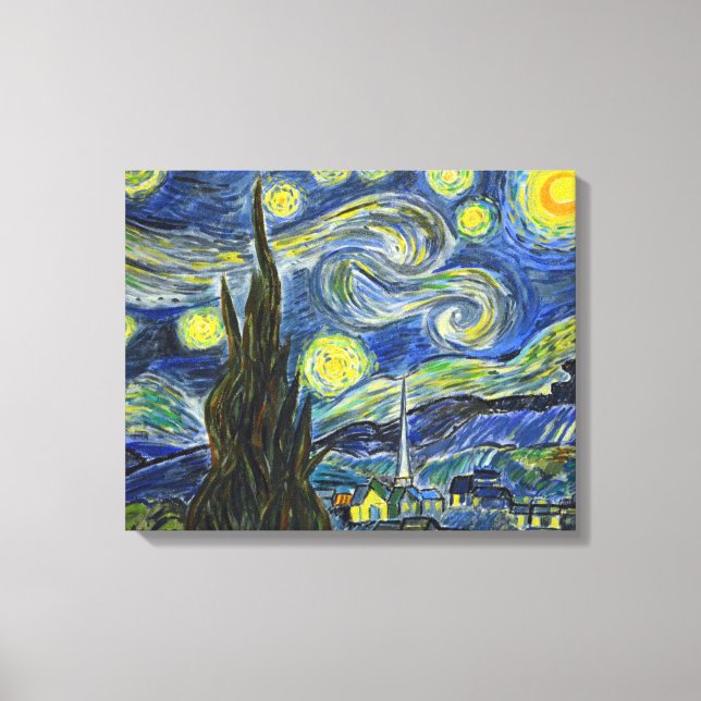 Van Gogh Starry Night. Akryl på arbetsyta. Canvastryck (Framsida)