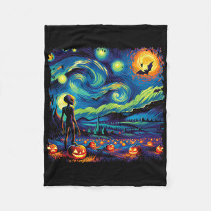 Van Gogh Starry Night Alien Man Halloween Fall Pum Fleecefilt