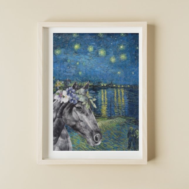 Van Gogh Starry Night and Black Horse Compilation Poster (Skapare uppladdad)