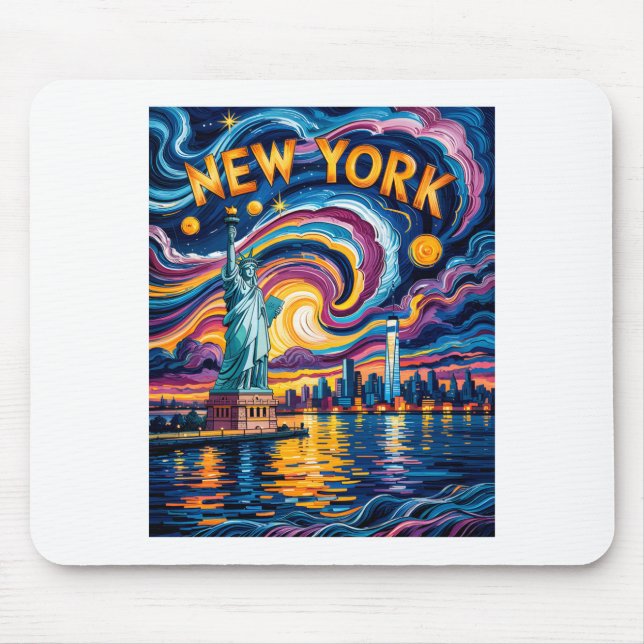 Van Gogh Starry Night Art New York Liberty Skyline Musmatta (Framsidan)