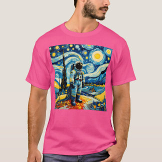 Van Gogh Starry Night Astronaut Space Älskare T Shirt