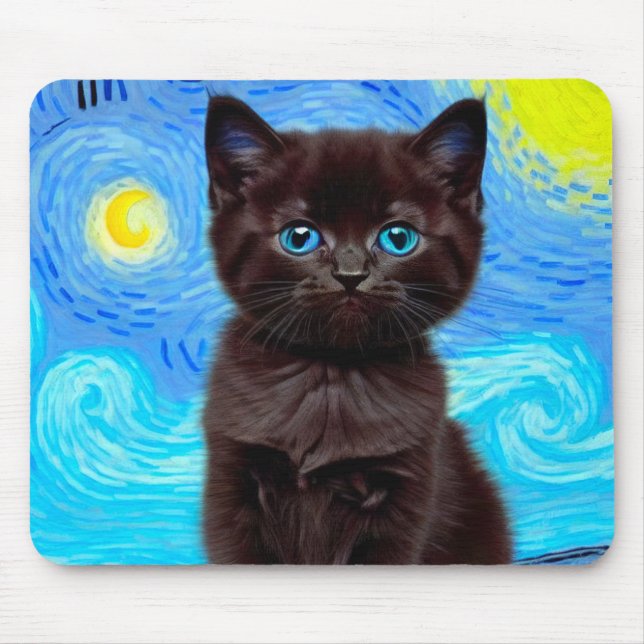 Van Gogh Starry Night Black Cat Musmatta (Framsidan)