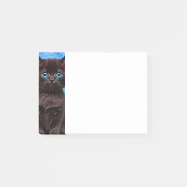 Van Gogh Starry Night Black Cat Post-it Block (Framsida)