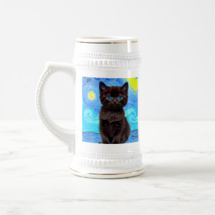 Van Gogh Starry Night Black Cat Sejdel