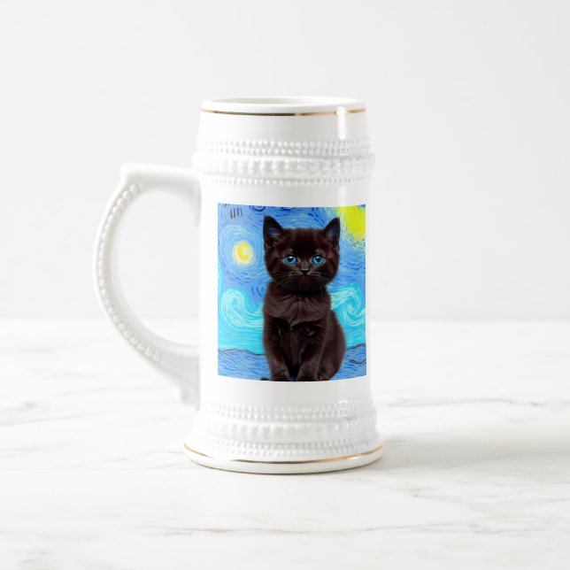 Van Gogh Starry Night Black Cat Sejdel (Vänster)