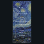 Van Gogh Starry Night Bröllop Meny<br><div class="desc">Modern bröllop-meny med minimalistisk monogramtypografi och Van Gogh Starry Night-målningsbakgrund.</div>