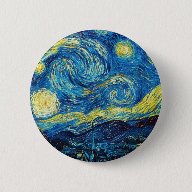 Van Gogh Starry Night Button Knapp (Framsida)