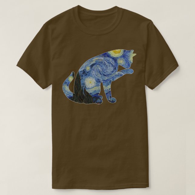 Van Gogh Starry Night Cat Art Van Gogh Painting Ae T Shirt (Design framsida)
