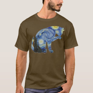 Van Gogh Starry Night Cat Art Van Gogh Painting Ae T Shirt