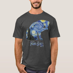 Van Gogh Starry Night Cat Art Van Gogh Painting Ae T Shirt