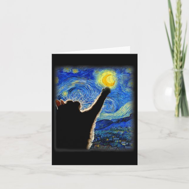 Van Gogh Starry Night Cat - Clic Fit Kort (Framsida)