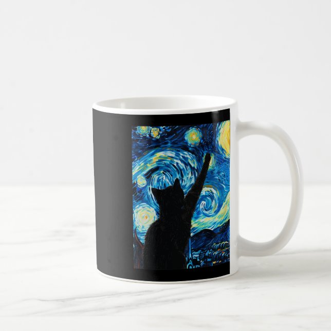 Van Gogh Starry Night Cat Lover Kitten Kaffemugg (Höger)