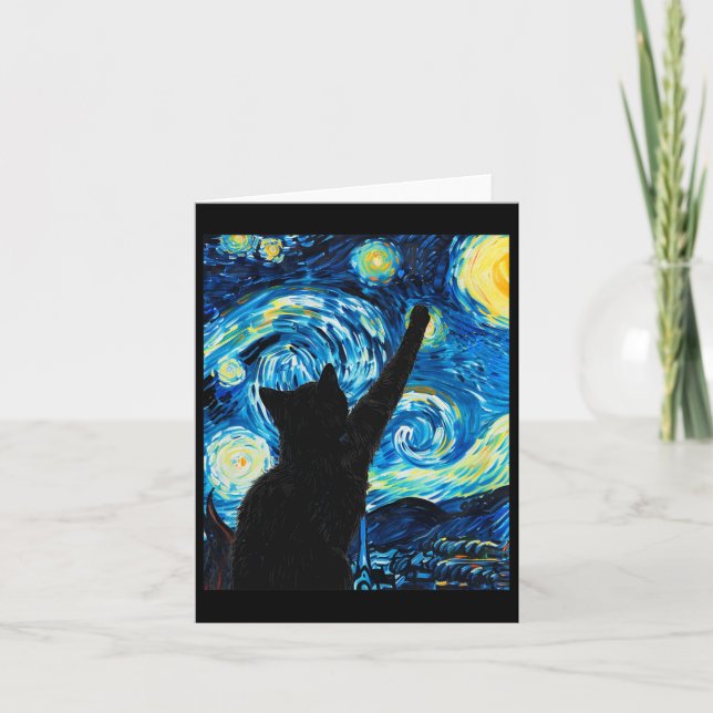 Van Gogh Starry Night Cat Lover Kitten Kort (Framsida)