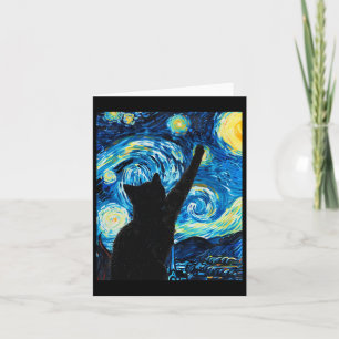 Van Gogh Starry Night Cat Lover Kitten Kort