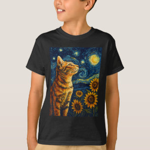 Van Gogh Starry Night Cat Shirt Van Gogh Cat Paint T
