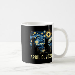 Van Gogh Starry Night Cat Total Solar Eclipse Apri Kaffemugg