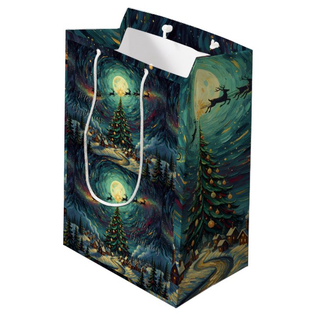 Van Gogh 'Starry Night' Christmas Gift Bag  (Baksidan Vinklad)