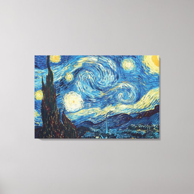 Van Gogh Starry Night Classic Impressionism Art Canvastryck (Framsida)