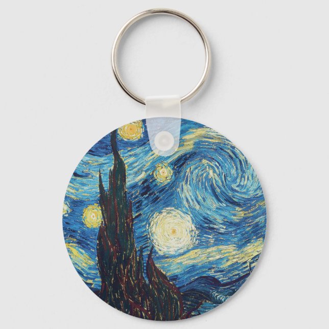 Van Gogh Starry Night Classic Impressionism Art Nyckelring (Framsida)