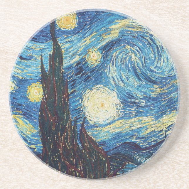 Van Gogh Starry Night Classic Impressionism Art Underlägg Sandsten (Framsidan)