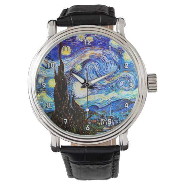 Van Gogh Starry Night Fine Art Armbandsur (Framsida)