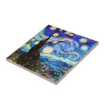 Van Gogh Starry Night Fine Art Kakelplatta<br><div class="desc">Starry Night,  bra konst av Vincent van Gogh.</div>