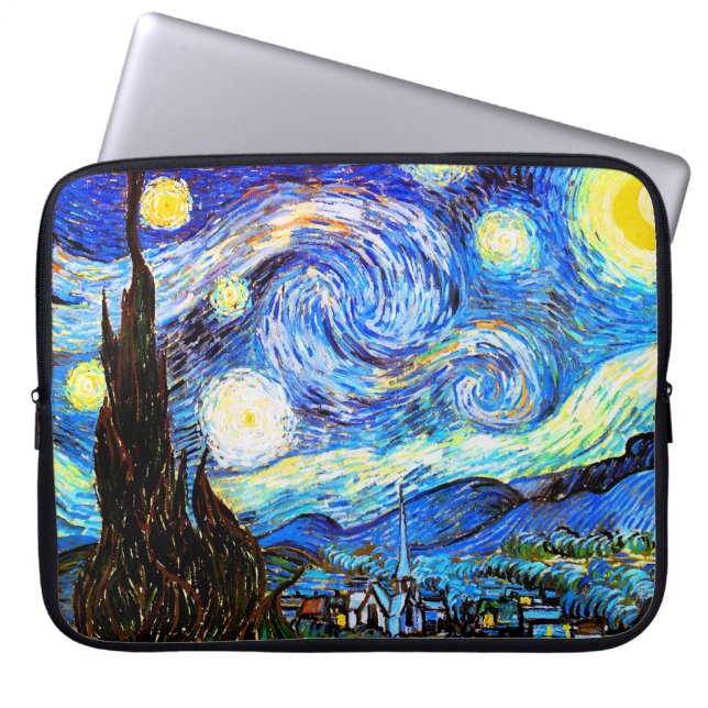 Van Gogh Starry Night Fine Art Laptop Sleeve (Framsidan)
