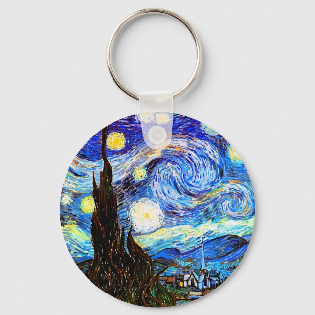 Van Gogh Starry Night Fine Art Nyckelring (Framsida)