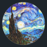 Van Gogh Starry Night Fine Art Runt Klistermärke<br><div class="desc">Starry Night,  bra konst av Vincent van Gogh.</div>