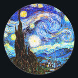 Van Gogh Starry Night Fine Art Runt Klistermärke<br><div class="desc">Starry Night,  bra konst av Vincent van Gogh.</div>