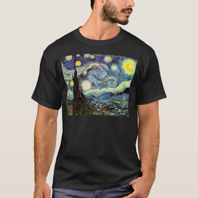 Van Gogh Starry Night Fine Art Tee Shirt (Framsida)